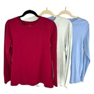 J. Jill Pure Jill Soft Touch Long Sleeve Tops - Red, White, and Blue